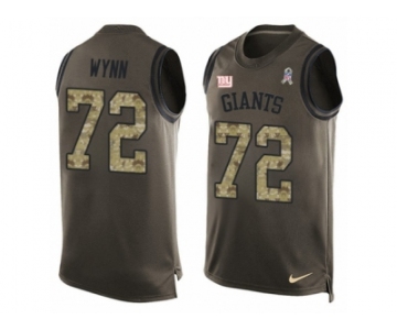 Men Nike New York Giants #72 Kerry Wynn Limited Green Salute to Service Tank Top NFL Jersey