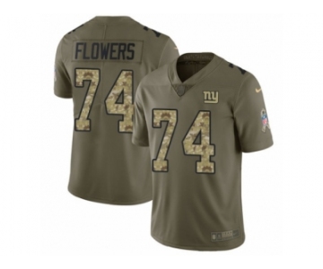 Men Nike New York Giants #74 Ereck Flowers Limited Olive Camo 2017 Salute to Service NFL Jersey