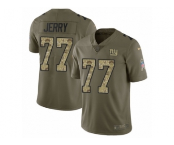 Men Nike New York Giants #77 John Jerry Limited Olive Camo 2017 Salute to Service NFL Jersey