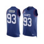 Men Nike New York Giants #93 B.J. Goodson Limited Royal Blue Player Name & Number Tank Top NFL Jersey