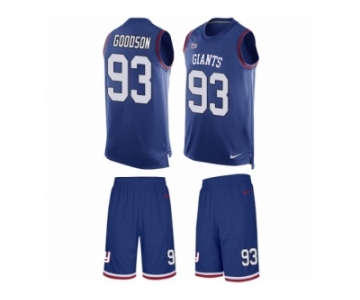 Men Nike New York Giants #93 B.J. Goodson Limited Royal Blue Tank Top Suit NFL Jersey