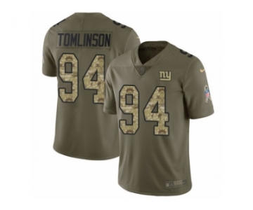 Men Nike New York Giants #94 Dalvin Tomlinson Limited Olive Camo 2017 Salute to Service NFL Jersey