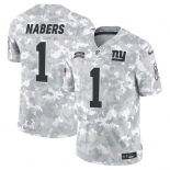 Men's New York Giants #1 Malik Nabers 2024 F.U.S.E Arctic Camo Salute To Service Limited Stitched Football Jersey