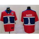 Men's New York Giants #1 Malik Nabers Red 2024 F.U.S.E. With Patch Vapor Untouchable Limited Football Stitched Jersey