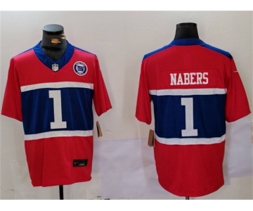 Men's New York Giants #1 Malik Nabers Red 2024 F.U.S.E. With Patch Vapor Untouchable Limited Football Stitched Jersey