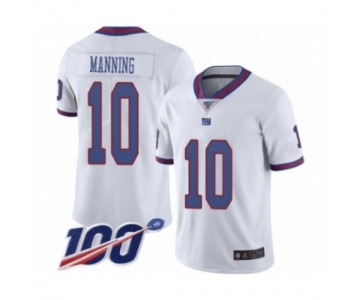 Men's New York Giants #10 Eli Manning Limited White Rush Vapor Untouchable 100th Season Football Jersey