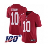 Men's New York Giants #10 Eli Manning Red Limited Red Inverted Legend 100th Season Football Jersey