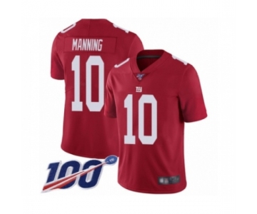 Men's New York Giants #10 Eli Manning Red Limited Red Inverted Legend 100th Season Football Jersey