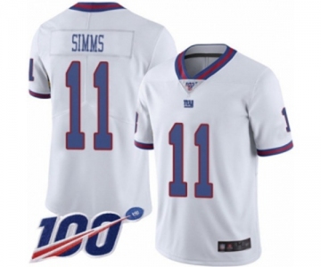 Men's New York Giants #11 Phil Simms Limited White Rush Vapor Untouchable 100th Season Football Jersey