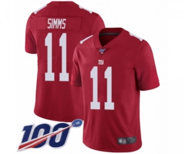 Men's New York Giants #11 Phil Simms Red Limited Red Inverted Legend 100th Season Football Jersey