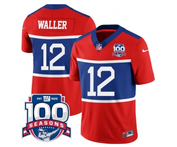 Men's New York Giants #12 Darren Waller Century Red 100TH Season Commemorative Patch Limited Football Stitched Jersey