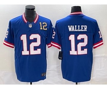 Men's New York Giants #12 Darren Waller Number Blue 2023 FUSE Classic Vapor Limited Jersey