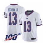 Men's New York Giants #13 Odell Beckham Jr Limited White Rush Vapor Untouchable 100th Season Football Jersey