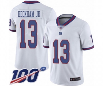 Men's New York Giants #13 Odell Beckham Jr Limited White Rush Vapor Untouchable 100th Season Football Jersey