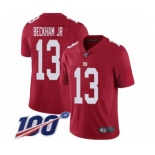 Men's New York Giants #13 Odell Beckham Jr Red Limited Red Inverted Legend 100th Season Football Jersey