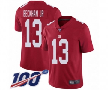 Men's New York Giants #13 Odell Beckham Jr Red Limited Red Inverted Legend 100th Season Football Jersey