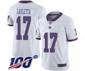 Men's New York Giants #17 Kyle Lauletta Limited White Rush Vapor Untouchable 100th Season Football Jersey