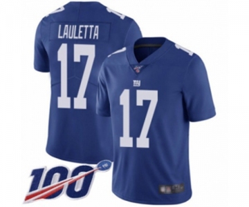 Men's New York Giants #17 Kyle Lauletta Royal Blue Team Color Vapor Untouchable Limited Player 100th Season Football Jersey