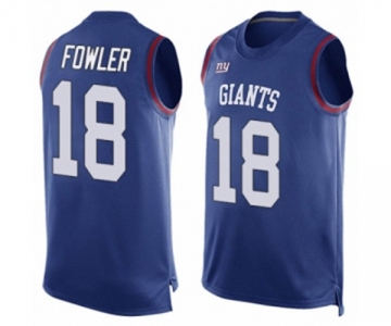 Men's New York Giants #18 Bennie Fowler Limited Royal Blue Player Name & Number Tank Top Football Jersey