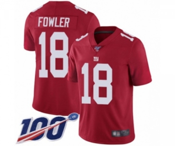 Men's New York Giants #18 Bennie Fowler Red Limited Red Inverted Legend 100th Season Football Jersey