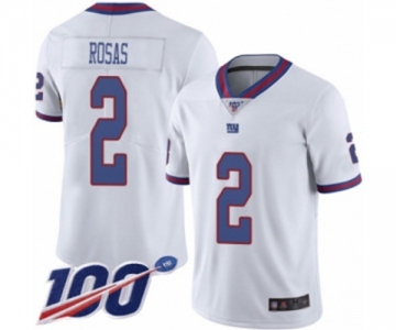 Men's New York Giants #2 Aldrick Rosas Limited White Rush Vapor Untouchable 100th Season Football Jersey