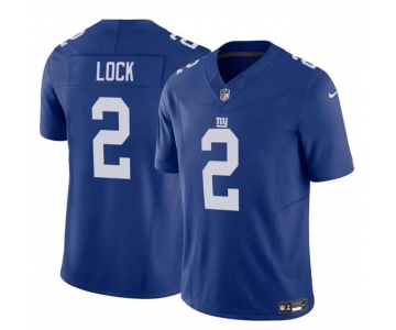 Men's New York Giants #2 Drew Lock Blue 2023 F.U.S.E. Vapor Untouchable Limited Football Stitched Jersey