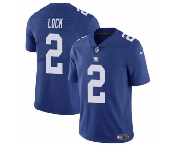 Men's New York Giants #2 Drew Lock Blue Vapor Untouchable Limited Football Stitched Jersey