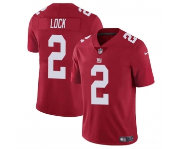 Men's New York Giants #2 Drew Lock Red Vapor Untouchable Limited Football Stitched Jersey