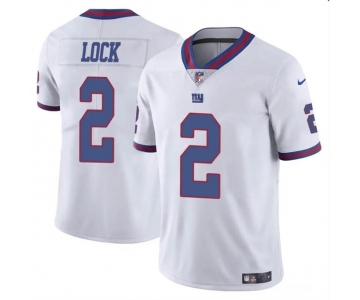 Men's New York Giants #2 Drew Lock White Limited Football Stitched Jersey