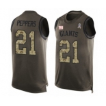 Men's New York Giants #21 Jabrill Peppers Limited Green Salute to Service Tank Top Football Jersey