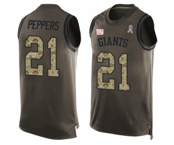 Men's New York Giants #21 Jabrill Peppers Limited Green Salute to Service Tank Top Football Jersey