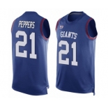 Men's New York Giants #21 Jabrill Peppers Limited Royal Blue Player Name & Number Tank Top Football Jersey