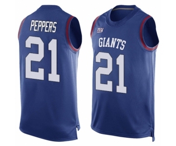 Men's New York Giants #21 Jabrill Peppers Limited Royal Blue Player Name & Number Tank Top Football Jersey