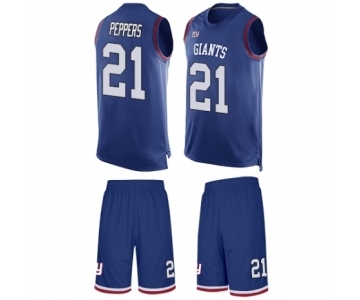 Men's New York Giants #21 Jabrill Peppers Limited Royal Blue Tank Top Suit Football Jersey