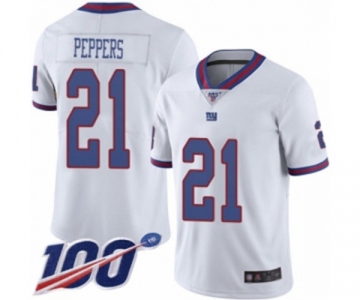 Men's New York Giants #21 Jabrill Peppers Limited White Rush Vapor Untouchable 100th Season Football Jersey