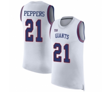 Men's New York Giants #21 Jabrill Peppers White Rush Player Name & Number Tank Top Football Jersey