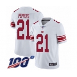 Men's New York Giants #21 Jabrill Peppers White Vapor Untouchable Limited Player 100th Season Football Jersey