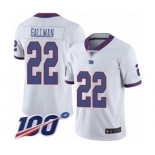 Men's New York Giants #22 Wayne Gallman Limited White Rush Vapor Untouchable 100th Season Football Jersey