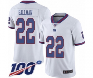 Men's New York Giants #22 Wayne Gallman Limited White Rush Vapor Untouchable 100th Season Football Jersey