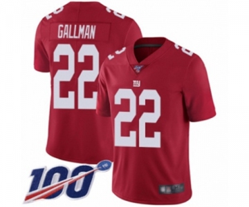 Men's New York Giants #22 Wayne Gallman Red Limited Red Inverted Legend 100th Season Football Jersey