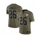 Men's New York Giants #26 Saquon Barkley 2022 Olive Salute To Service Limited Stitched Jersey