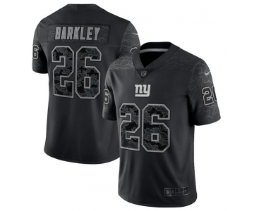 Men's New York Giants #26 Saquon Barkley Black Reflective Limited Stitched Football Jersey