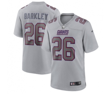 Men's New York Giants #26 Saquon Barkley Gray Atmosphere Fashion Stitched Game Jersey