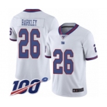 Men's New York Giants #26 Saquon Barkley Limited White Rush Vapor Untouchable 100th Season Football Jersey