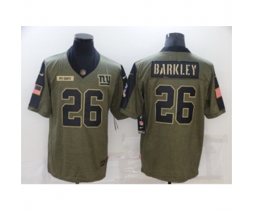 Men's New York Giants #26 Saquon Barkley Nike Olive 2021 Salute To Service Limited Player Jersey