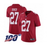 Men's New York Giants #27 Deandre Baker Red Limited Red Inverted Legend 100th Season Football Jersey