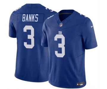 Men's New York Giants #3 Deonte Banks Blue 2023 F.U.S.E. Vapor Untouchable Limited Football Stitched Jersey