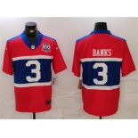 Men's New York Giants #3 Deonte Banks Century Red 100TH Season Commemorative Patch Limited Football Stitched Jersey