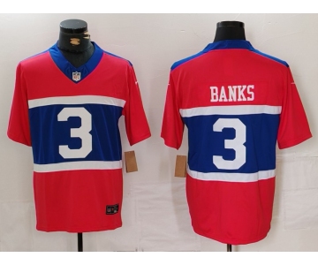 Men's New York Giants #3 Deonte Banks Century Red Alternate Vapor FUSE Limited Stitched Jersey