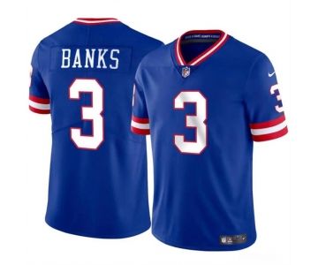 Men's New York Giants #3 Deonte Banks Royal Throwback Vapor Untouchable Limited Football Stitched Jersey